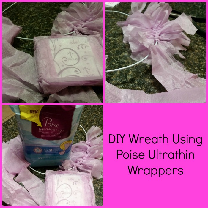 DIY Wreath Using Poise Ultrathin Pad Wrappers